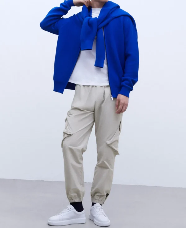 Adolfo Dominguez Mailles*Veste Bombers En Maille Cobalt