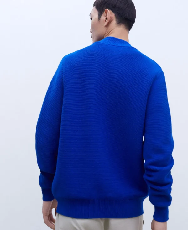 Adolfo Dominguez Mailles*Veste Bombers En Maille Cobalt